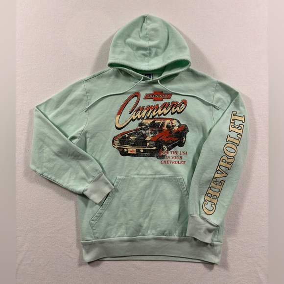 Free Ship (Official Licensed Product) Vintage Chevrolet Camaro Mint Green Hoodie - Picture 2 of 8